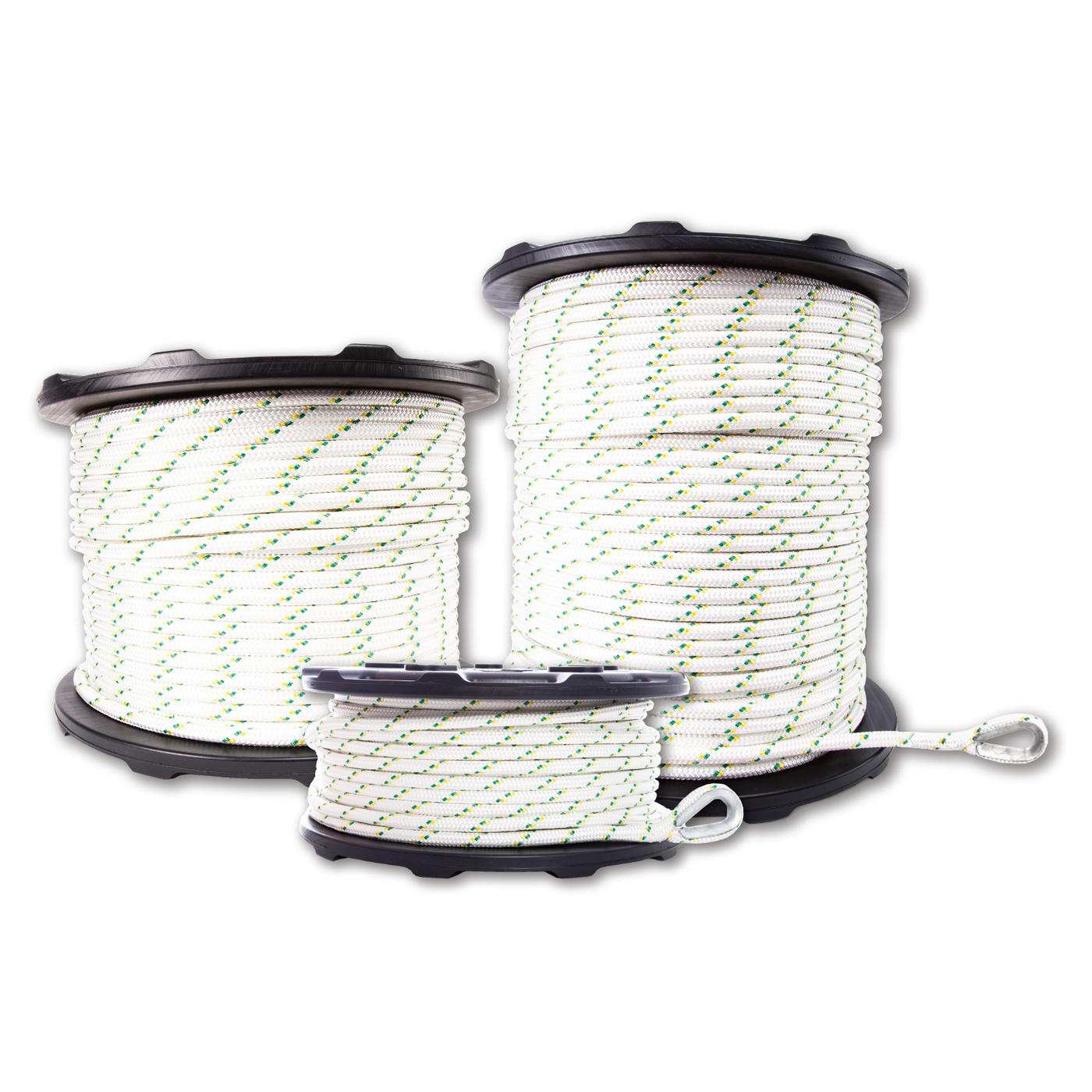 Ø 12mm Double-braided polyester ropes with splices and thimbles